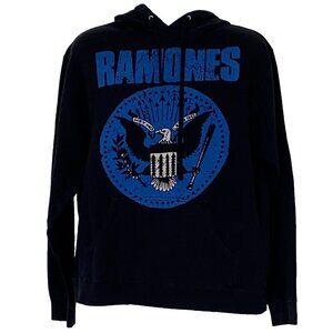1234 Ramones Men's Black Size Large Blue Seal Hoodie Jacket